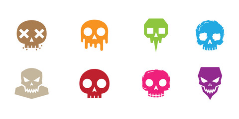 Colorful Skull Icon Collection Modern Vector Designs for Halloween and Edgy Branding © Masud