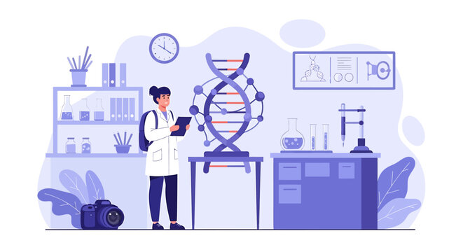DNA Model Illustration in a Scientific Research Laboratory.