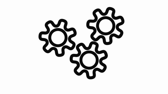 cogwheel gear spinning around animation video. cog wheel icon turning animated background teamwork business concept