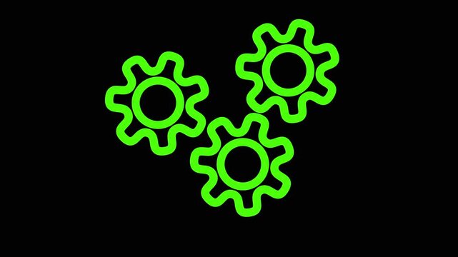 cogwheel gear spinning around animation video. cog wheel icon turning animated background teamwork business concept