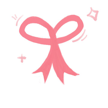 Blush bow sticker with soft whimsical detail