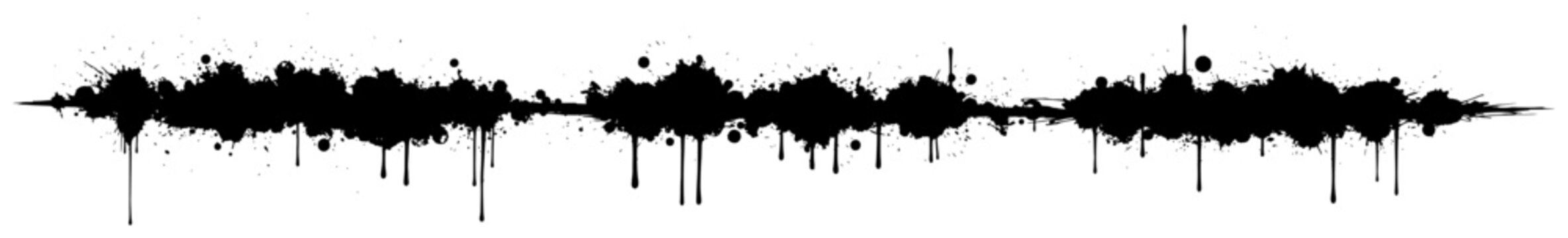 Ink drip divider line in black and white graffiti stencil style
