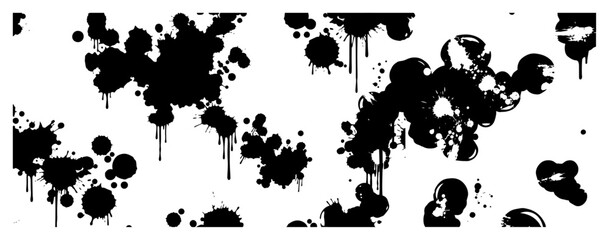 Circular ink splashes and paint splatters in black and white street art style © UrbanDruid