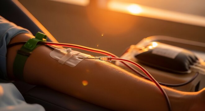 Medical IV drip arm with wires.