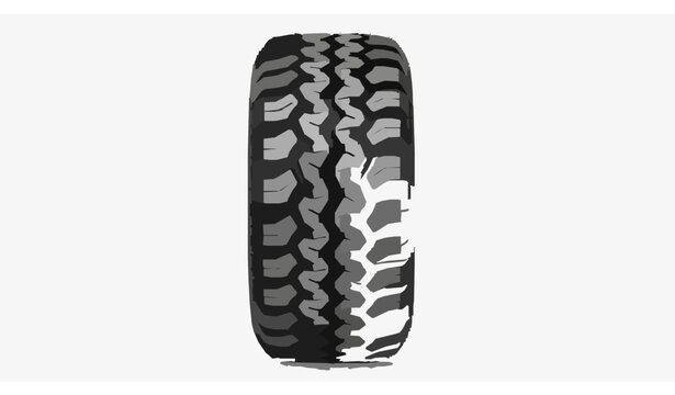 Aggressive mud terrain tire vector isolated on white background off road vehicle tyre with deep tread pattern