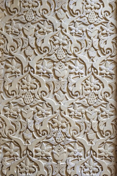 Carved floral stone pattern background