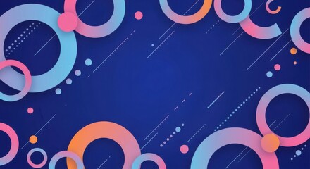 Obraz premium A vibrant abstract background with colorful circles and lines on blue