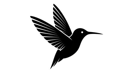 Fototapeta premium black hummingbird silhouette in flight on white background