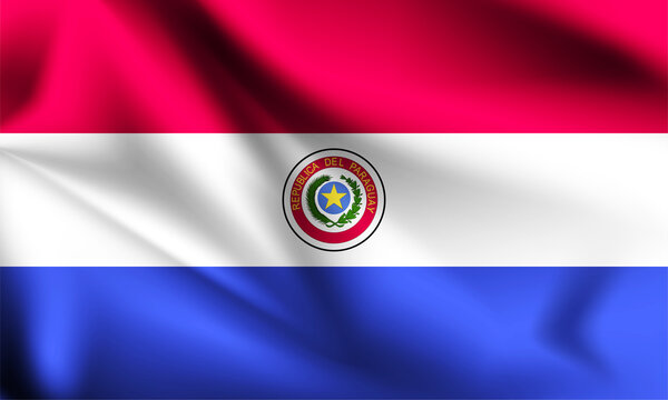Paraguay flag blowing in the wind. part of a series. Paraguay waving flag.