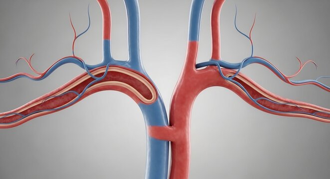 Detailed 3D Illustration of Human Carotid Arteries and Veins.