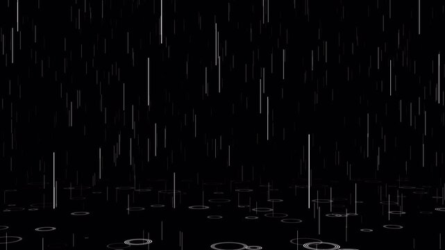 シェイプモーションの雨と波紋、4K画質、背景透過のループ映像素材
