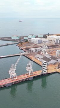 Industrial port and pier aerial Williamstown Melbourne