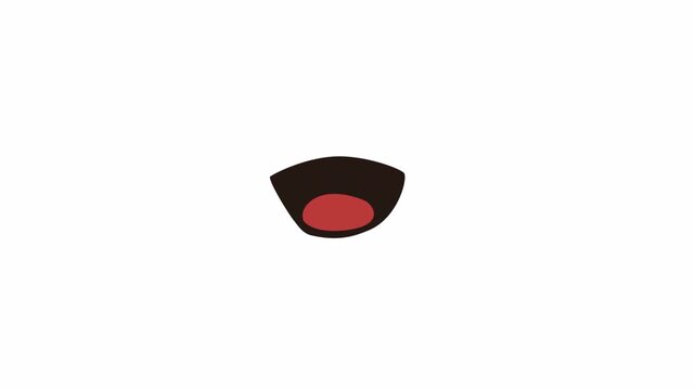 Cartoon talking mouth animation. Simple lip sync speech movement with minimal flat design