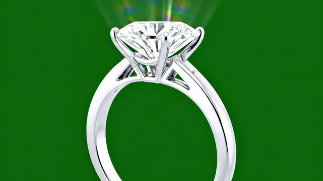 Diamond ring engagement ring solitaire ring white gold platinum jewelry gemstone luxury sparkle green background elegant sparkling diamond engagement ring solitaire ring white gold luxury jewelry