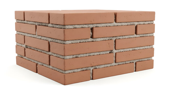 Detailed view of a precisely constructed brick structure, the image presents a robust display of building materials and architectural form.  