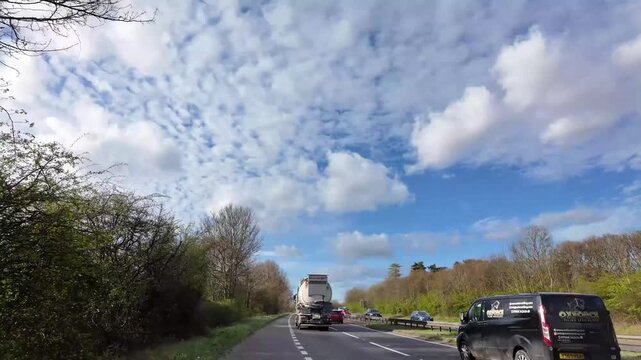 Winchester Hampshire England UK. 10.04.2026. Video. UMotorist using slip road to join the A34 road heading north of Winchester Hampshire UK.