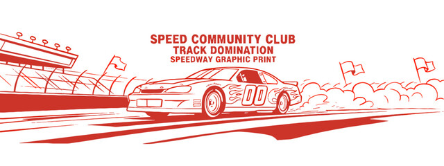 Build for speed. Car print design for t shirt print, poster, sticker, background and other uses. Legend race. Road speed graphic print. Extreme racing © panji