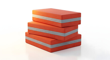 Fototapeta premium Stacked yoga blocks, bathed in natural light, exude minimalist zen, evoking a sense of calm and balance.