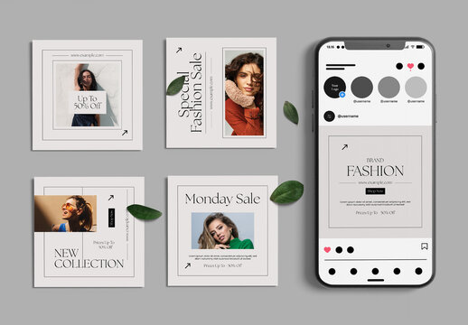 Fashion Sale Social Media Post Template Set
