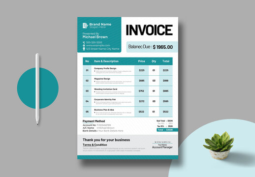 Creative Invoice Design Template Layout