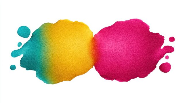 A vibrant splash of blue, yellow, and pink paint, creating an artistic and colorful texture, perfect for backgrounds and creative designs.