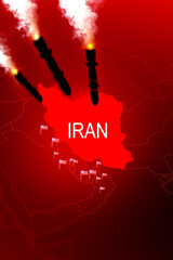 Obraz premium Conflict between Iran and USA in 2026 involving oil and missile strikes