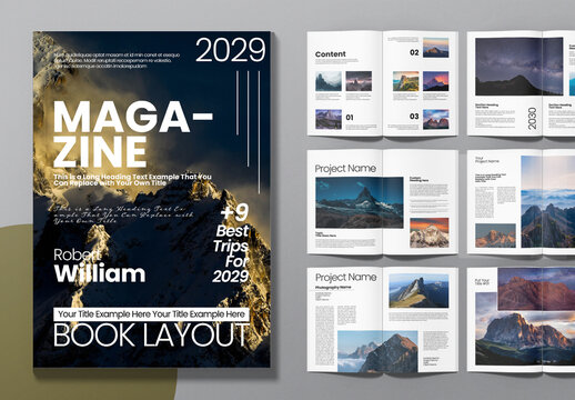 Modern Travel Magazine Layout Design Template