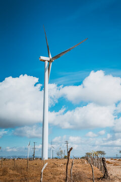 Renewable energy wind turbines during golden hour