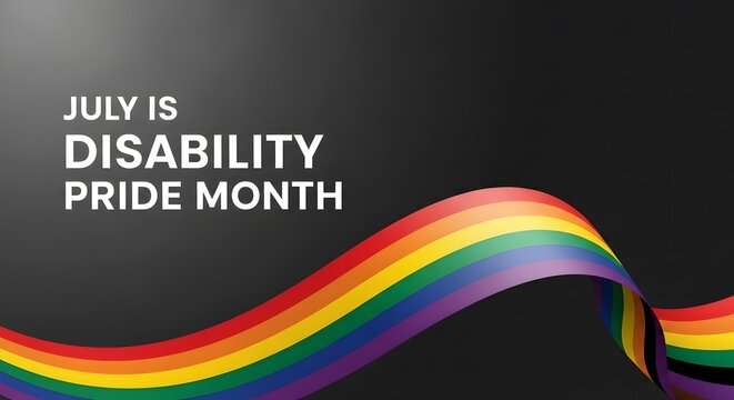 Disability pride month celebration rainbow ribbon and july awareness