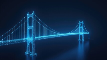 Fototapeta premium A bridge illuminated with blue lights at night