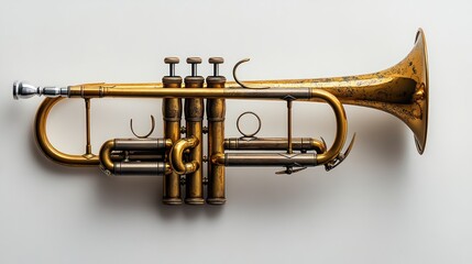 Obraz premium Antique Trumpet on Plain Background. Possible Use Stock Photo