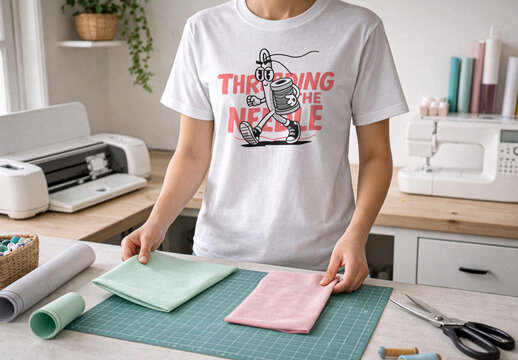 Women's White Casual T-shirt Mockup
