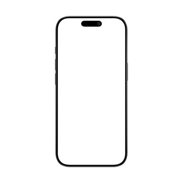 Black smartphone mockup template. No background. Empty screen. Only frames. PNG. Front view. Isolated