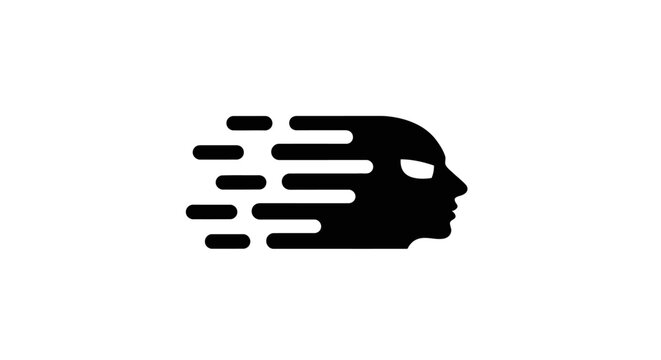 Black silhouette of a speeding head.