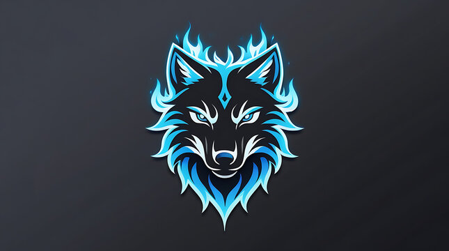 Blue Flame Wolf Head Logo &ndash; Futuristic Esport Mascot Vector Design
