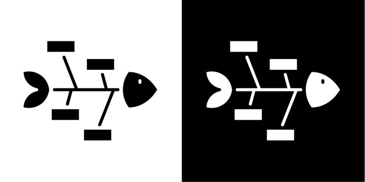 Fishbone Diagram  Icon Set White Glyph Style Collection 
