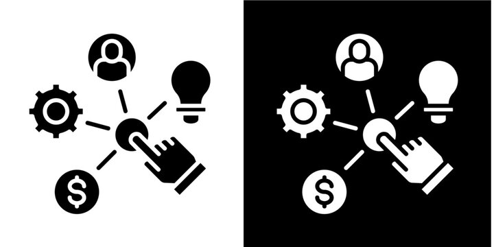 Resource Allocation  Icon Set White Glyph Style Collection 
