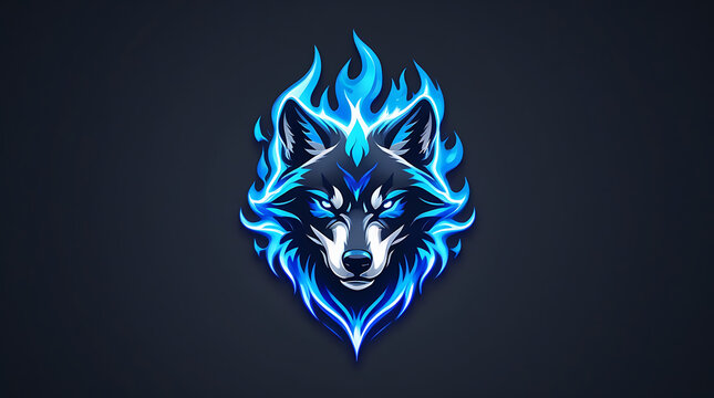 Blue Flame Wolf Head Logo &ndash; Futuristic Esport Mascot Vector Design