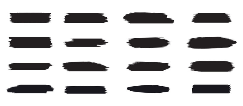 Black brush stroke and ink line set for education highlighting and text marker design elements