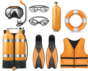Outdoor travel gear set including clothing and diving equipment vector © Buddhadeb