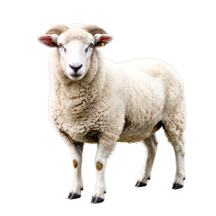 Fototapeta premium White ram with large horns isolated on a black background