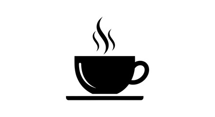 Fototapeta premium Steaming hot black coffee cup with rising vapor on minimalist white background