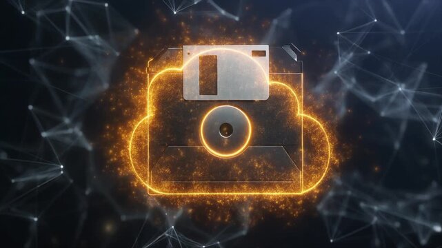 Floppy Disk Becoming Cloud Network Data