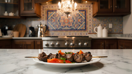 Fototapeta premium Meat Skewers in Kitchen