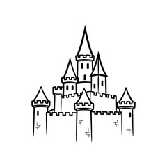 Obraz premium Fantasy medieval castle illustration.