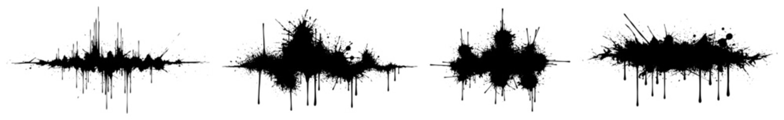 Obraz premium Ink splatter blots set with messy paint drips grunge style