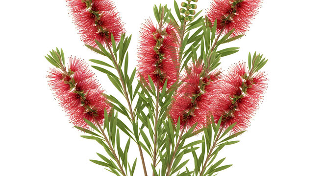 Bottlebrush blooms a vibrant display of red and green floral beauty