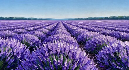 Obraz premium Vast Lavender Field Under a Clear Blue Sky.