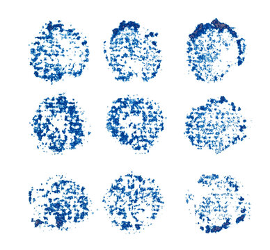 Blue stamp texture set isolated on black background PNG asset
