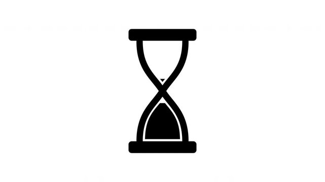 Looping Hourglass Icon Animation on Transparent Background, Sand Timer Countdown